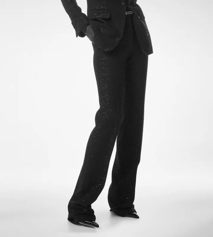 SEQUINED WOOL BLEND CREPE TAILORED STRAIGHT PANTS online